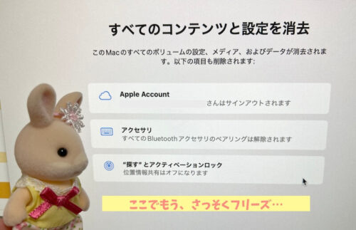 M1MacBookPro消去アシスタント進まないフリーズ